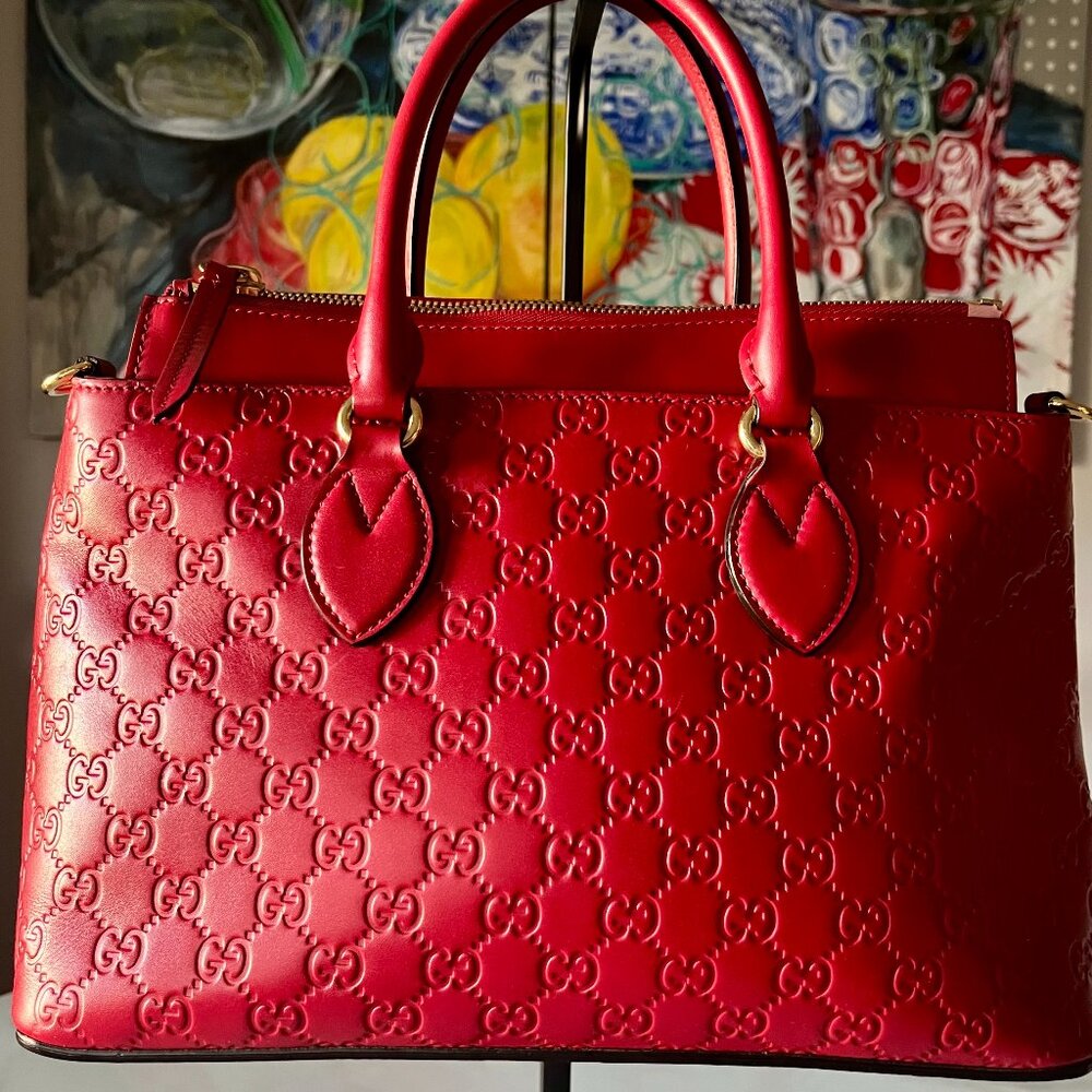 Gucci Red Microguccissima Leather Top Handle - Picture 2 of 15